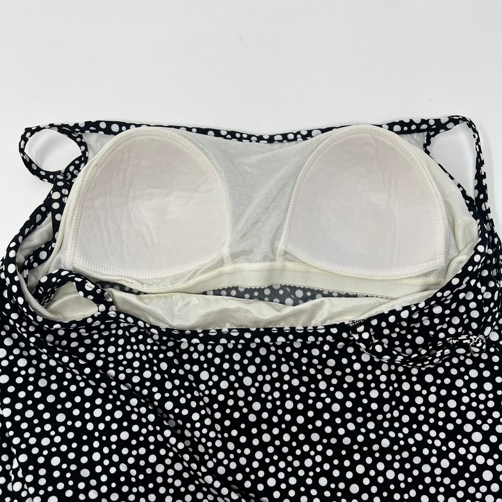 Miraclesuit Women Black White Polka Dot Tiered Ruffle Tankini Top Size 10 - Picture 4 of 10
